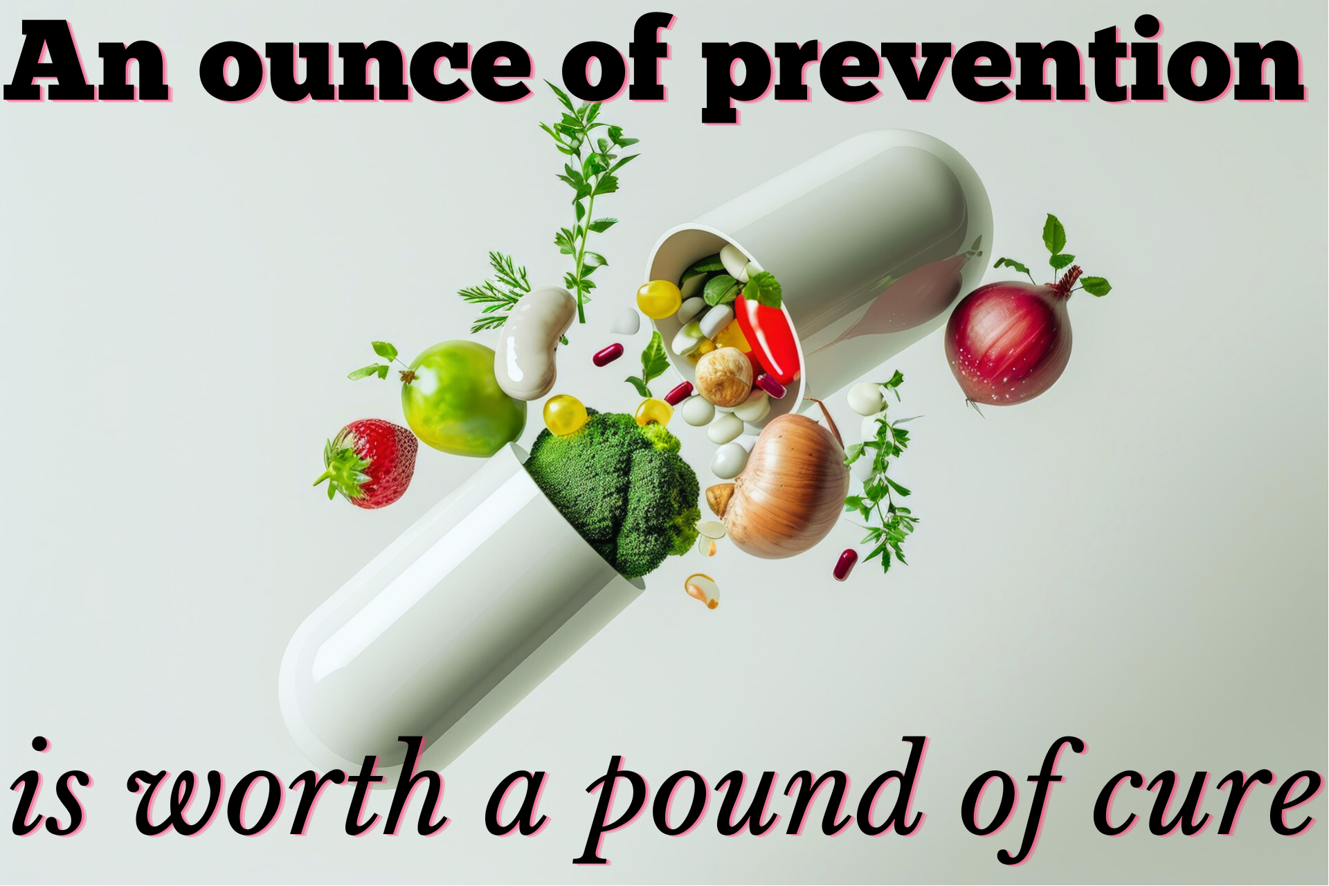 A visual representation of the saying "an ounce of prevention is worth a pound of cure," emphasizing proactive health measures.