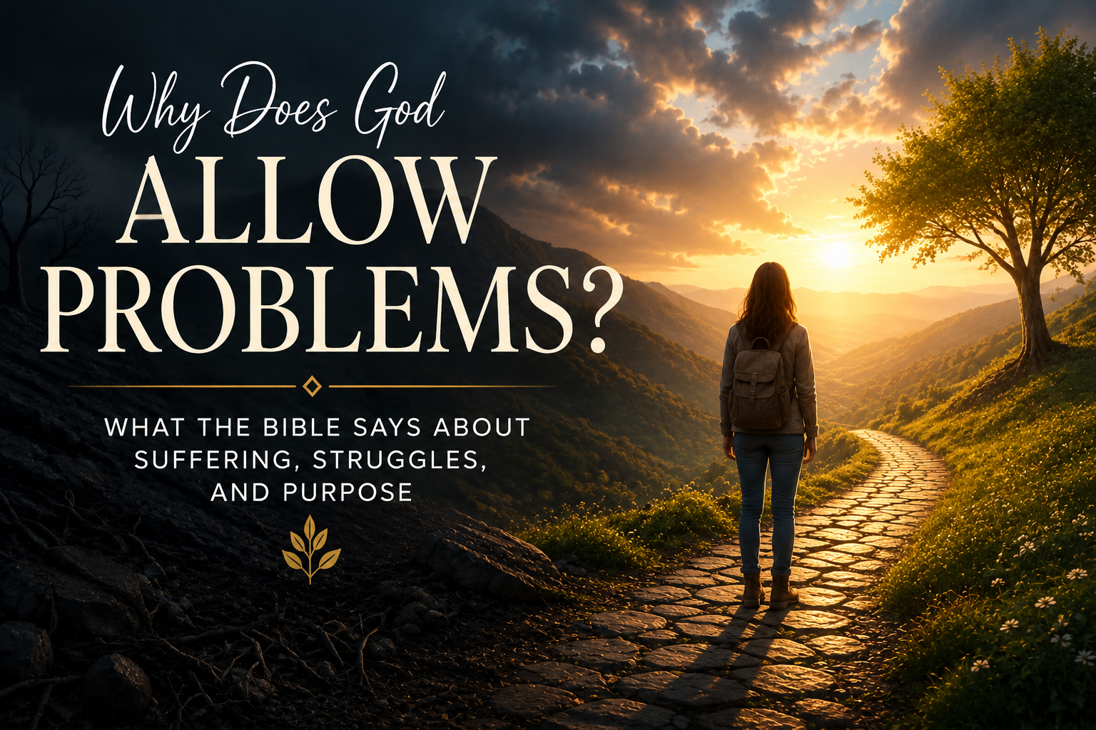 A thought-provoking image featuring the question, "Why does God allow problems?" inviting deep reflection on faith and adversity.
